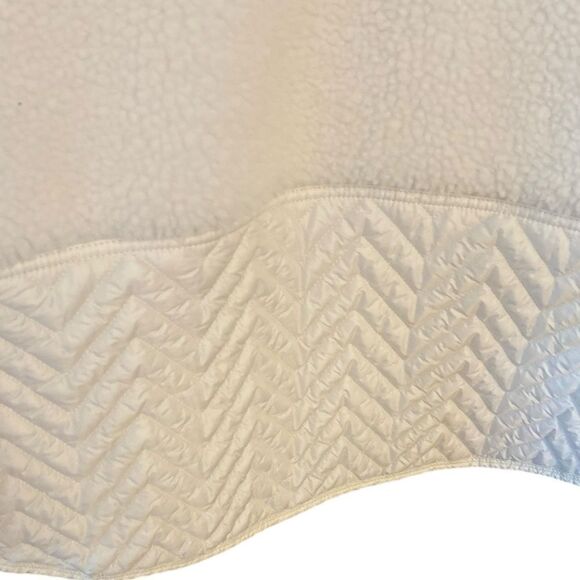 Athleta L Winter White Cozy Sherpa Snap Collar Winter Kangaroo Pocket Jacket - Picture 6 of 7